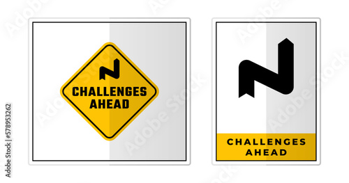 Challenges Ahead Sign Label Symbol Icon Vector Illustration