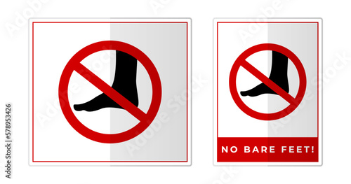 No barefoot Sign Label Symbol Icon Vector Illustration