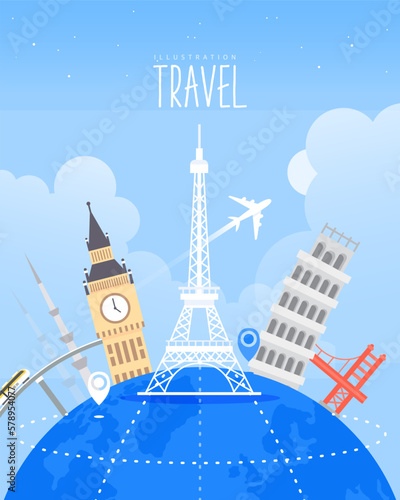 Landmark Landscape Illustration of Travel Destination 
