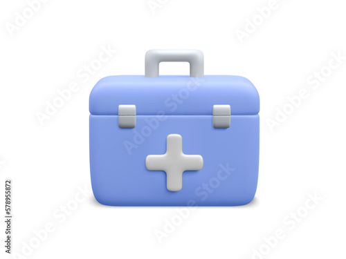 3d realistic medicine chest isolated on white background. First aid kit in cartoon style. Vector illustration