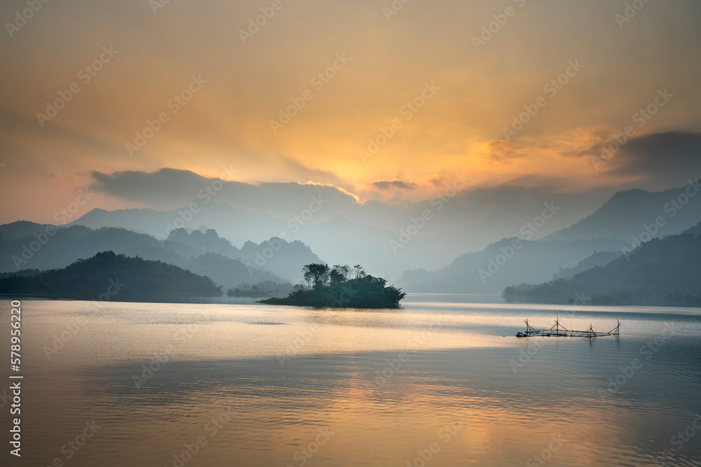 See the romantic and peaceful sunset in Thuong Lam, Tuyen Quang province, Vietnam