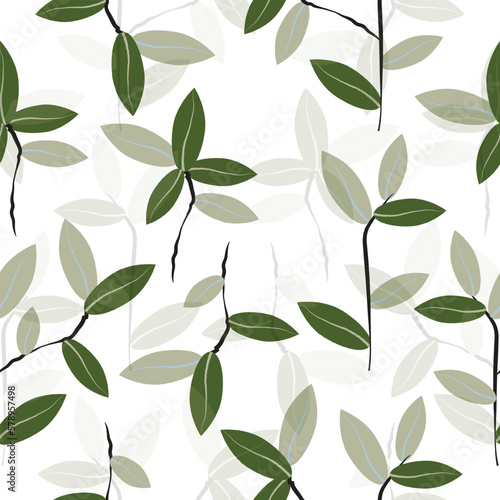 Seamless pattern with simple and elegant leaves plant vector for fashion fabric wallpaper and print design 
