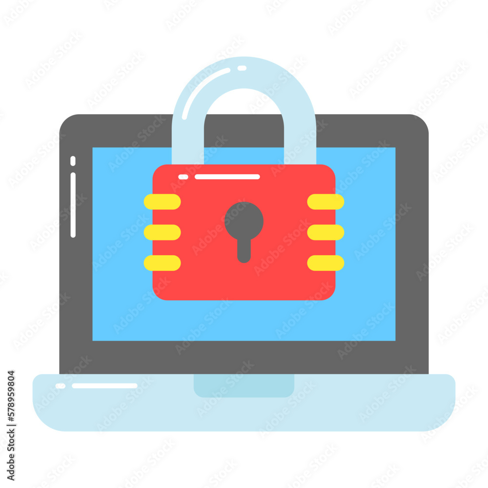 Padlock with laptop denoting vector of laptop security, premium icon Padlock with laptop denoting vector of laptop security, premium icon