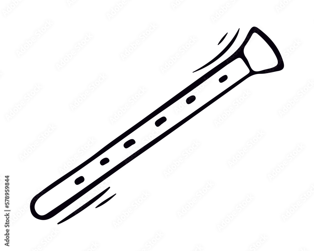 Clarinet in doodle style. Hand drawn minimalism style. Vector Clarinet in doodle style. Hand drawn minimalism style. Vector