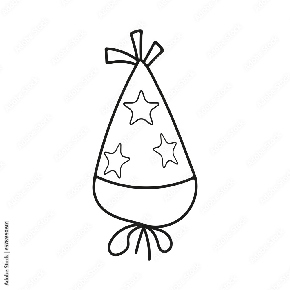 Holiday cap icon, hand drawn. Vector illustration, doodle style.
