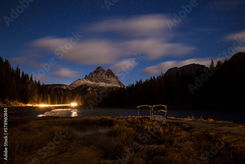 Lake Antorno at starry night photo