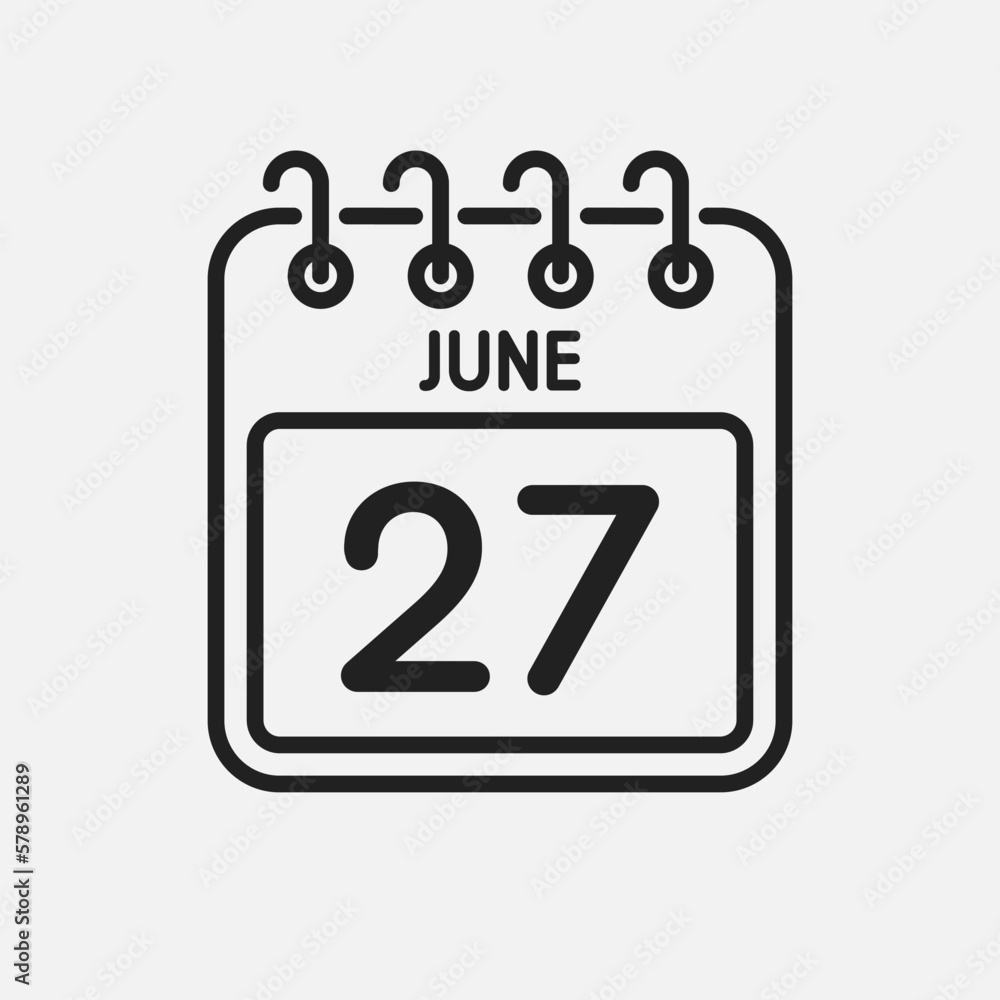 Icon page calendar day - 27 June Icon page calendar day - 27 June