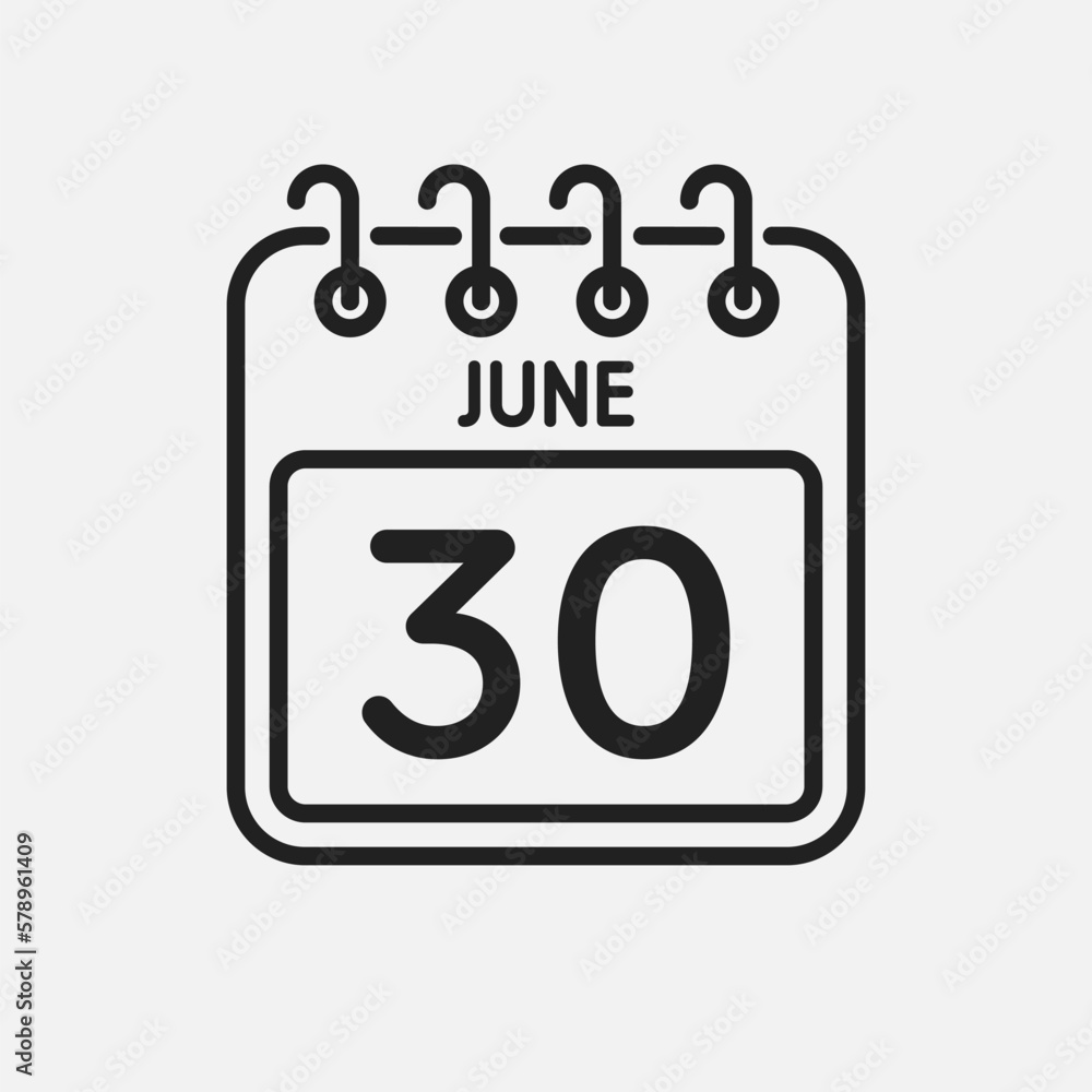 Icon page calendar day - 30 June Icon page calendar day - 30 June