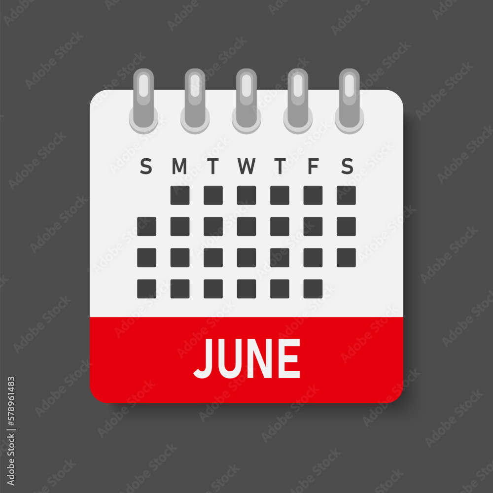 Vector template icon page calendar, month June Vector template icon page calendar, month June