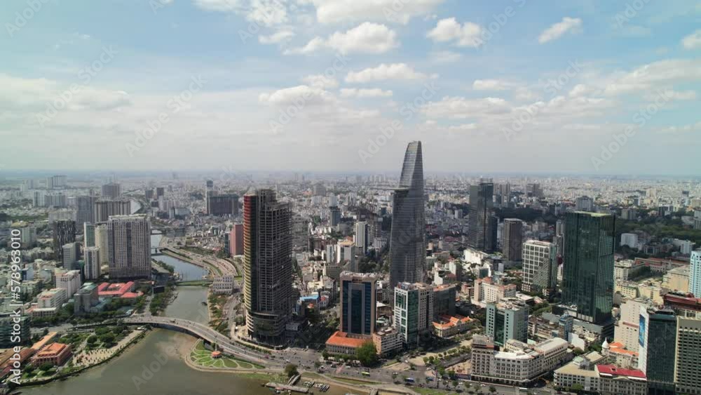 wide arial landscape of modern skyscraper buildings in downtown District 1 of Ho Chi Minh City Vietnam wide arial landscape of modern skyscraper buildings in downtown District 1 of Ho Chi Minh City Vietnam