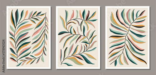 Obraz na płótnie Set Matisse inspired contemporary collage botanical minimalist wall art poster