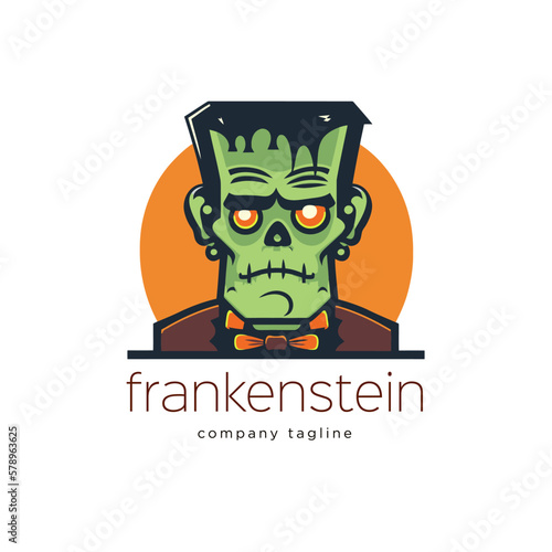 frankenstein Zombie logo template. Vector illustration on white background. Design element.