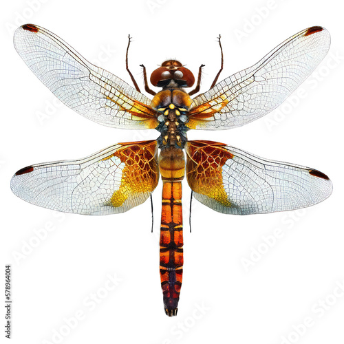 orange dragonfly top view , isolated on transparent background cutout , generative ai © Natural PNG