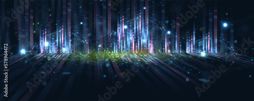 Quantum processing. Deep learning artificial intelligence. Future new technology  for business or science presentation