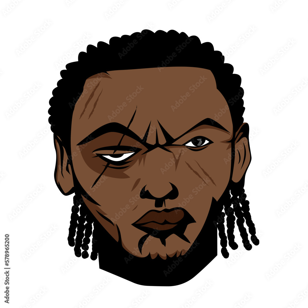 black gangster thug face vector illustration