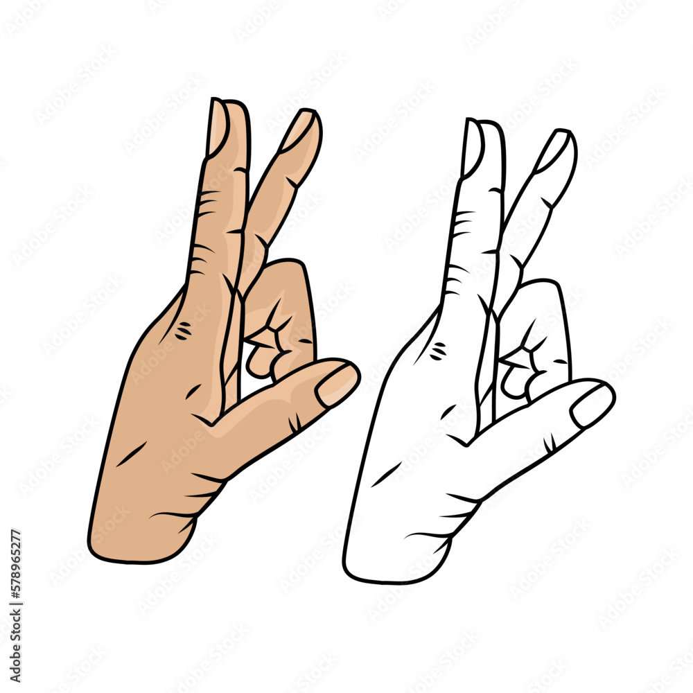 Peace or victory symbol View from the angle , side view ,hand vector illustration Peace or victory symbol View from the angle , side view ,hand vector illustration