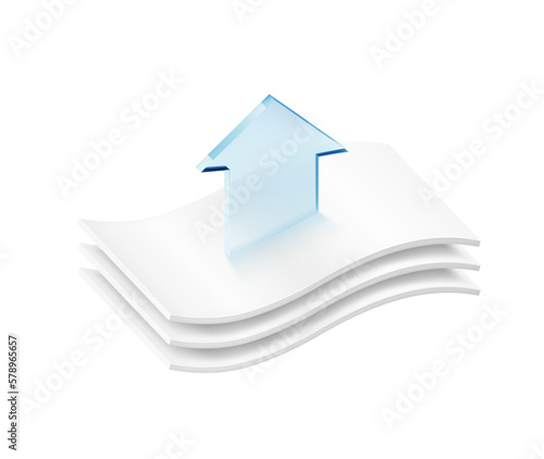 Three wavy layers with arrow. Great for the presentation of permeable materials. Vector illustration. Template for your product. EPS10.	