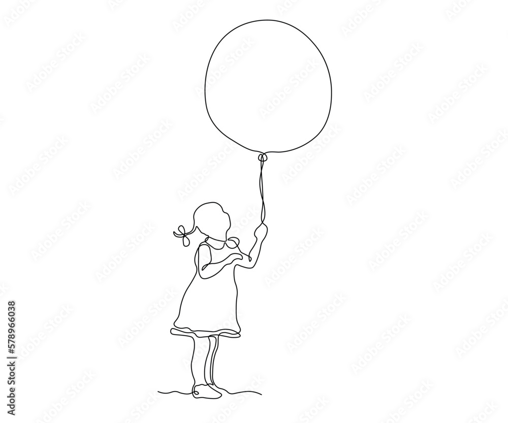 abstract girl with a balloon Continuous One Line Drawing abstract girl with a balloon Continuous One Line Drawing