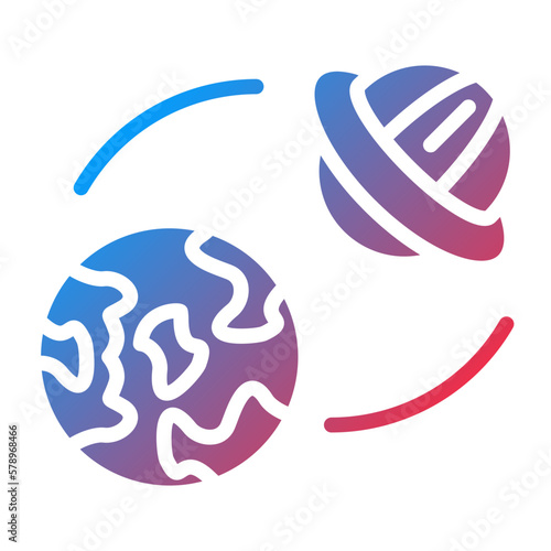 Vector Design UFO Earth Icon Style