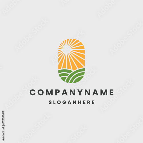Farm sun logo icon design template vector illustration
