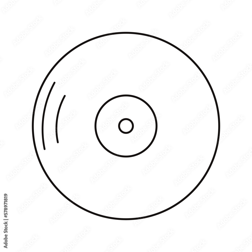 Vinyl music plastic plate line doodle illustration. White background cartoon style retro. Vinyl music plastic plate line doodle illustration. White background cartoon style retro.