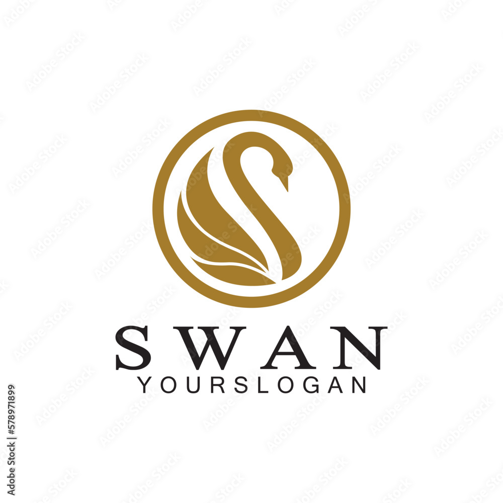 Obraz premium Swan logo icon design template- vector illustration