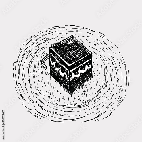 Islamic vector design kaaba in Mecca icon for Hajj and Ramadan or Eid