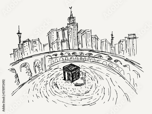 Islamic vector design kaaba in Mecca icon for Hajj and Ramadan or Eid