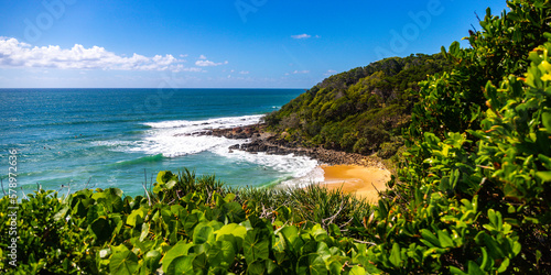 Beautiful paradise little beach with golden sand and azure water - Second Bay in Sunshine Coast Fototapet