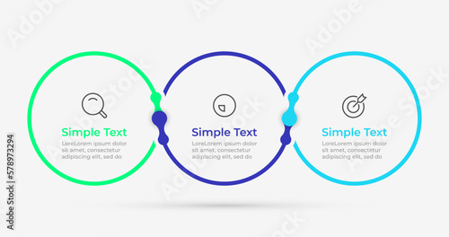 Cycle Infographic timeline of 3 options, steps or labels. Vector illustration for data analysis visualization.