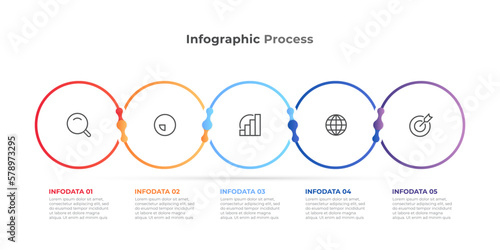 Vector Infographic circle design outline template with marketing icons and 5 options or steps.