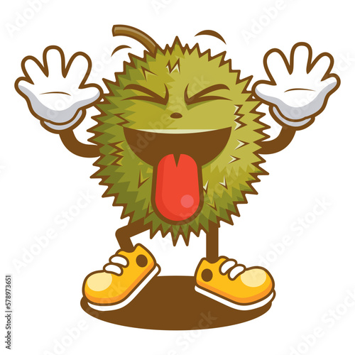 Cartoon durian mascot with tongue out