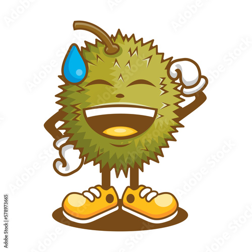 Cartoon durian mascot with smile face