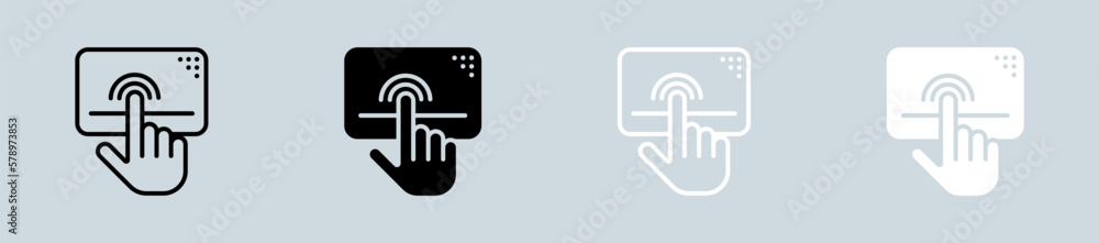 Mousepad icon set in black and white. Finger signs vector illustration. Mousepad icon set in black and white. Finger signs vector illustration.