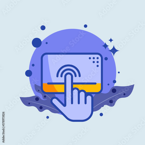 Mousepad flat illustration. Finger signs vector illustration.