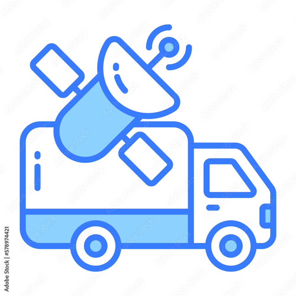 Satellite with cargo truck showing vector of cargo tracking, premium icon Satellite with cargo truck showing vector of cargo tracking, premium icon