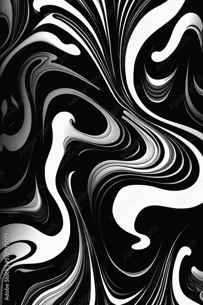 Fototapeta premium Black and White Paint Mixing. Generative AI