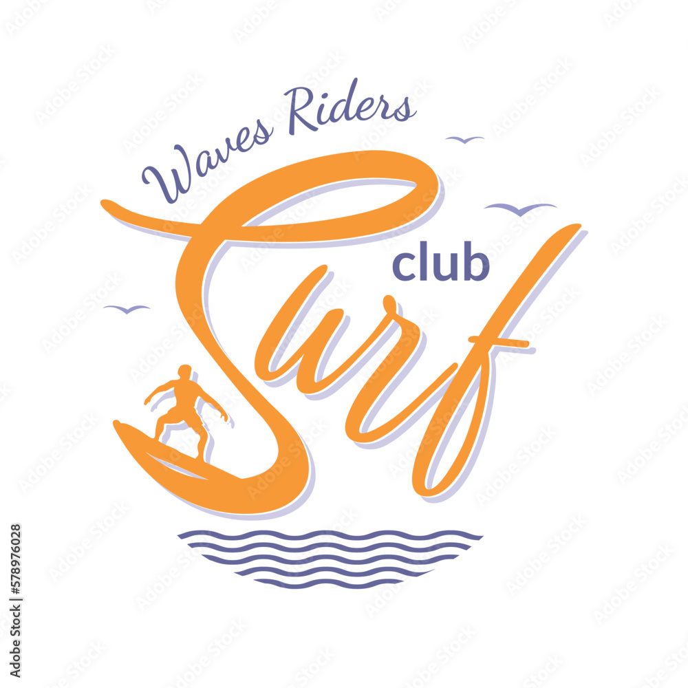 Logo for a surf club. Idea for a T-shirt print. Logo for a surf club. Idea for a T-shirt print.
