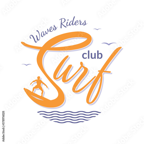 Logo for a surf club. Idea for a T-shirt print.