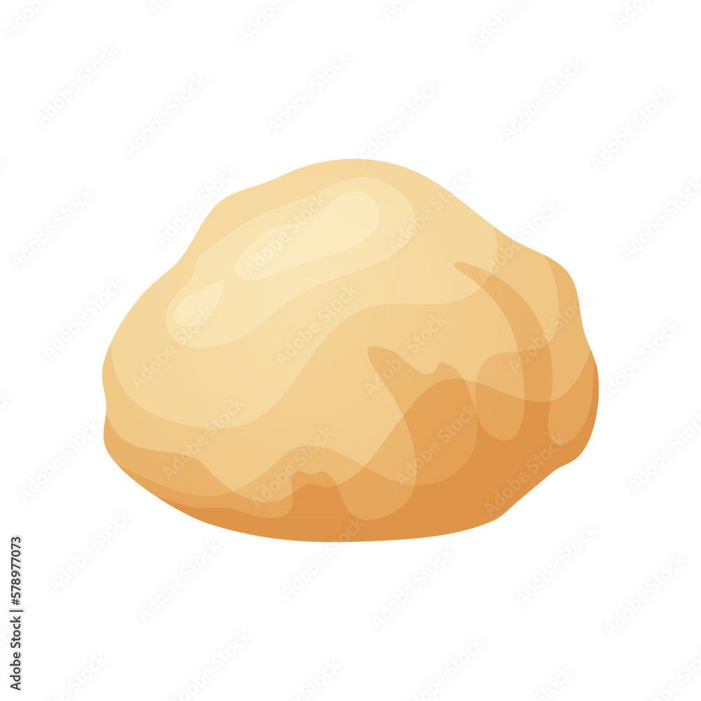 Fresh raw dough for bakind. Homemade tasty bread. Cartoon of wooden kitchen rolling pin. Vector illustration for menu, cafe, restaurant Fresh raw dough for bakind. Homemade tasty bread. Cartoon of wooden kitchen rolling pin. Vector illustration for menu, cafe, restaurant