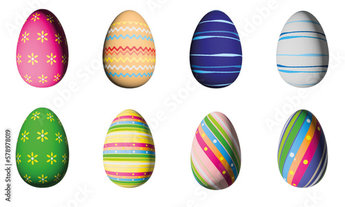colorful decorated 3d april easter eggs collection isolated on white set of easter eggs 