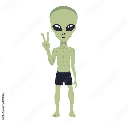 green alien in underpants