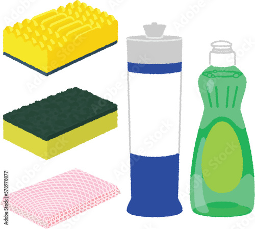 スポンジ・食器洗剤のイラスト