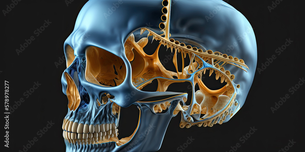 Xray of the zygomatic bone and eye sockets, showing the structure of