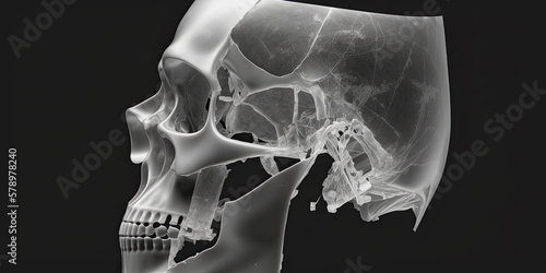 X-ray of a nasal bone fracture, which is a common type of facial injury. The image is in high resolution and shows excellent detail - Generative AI