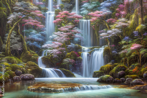 Waterfall in the Deep Jungles Generative AI Art