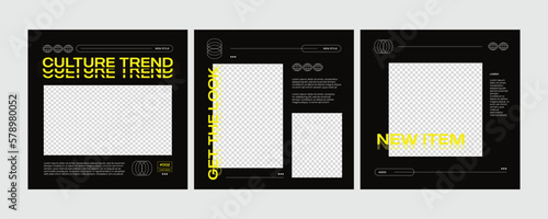 Streetwear social media post templates set for business. Modern promotion square web banner for social media mobile apps. Social media for fashion and shop