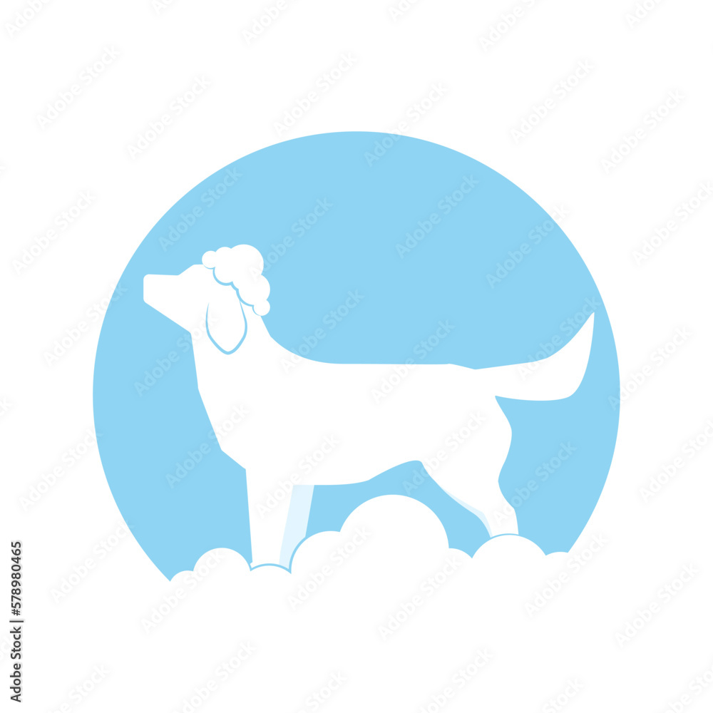 Dog logo with soapy suds for grooming