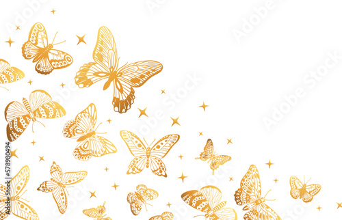 Fotografia Golden butterflies backdrop