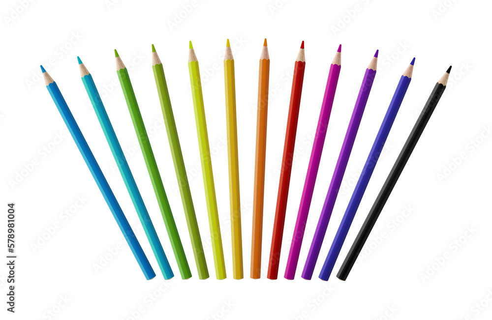 Set of color wooden pencil collection on white background Set of color wooden pencil collection on white background